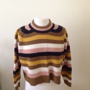 SOLD-Madewell Boxy Crop Striped Sweater XS